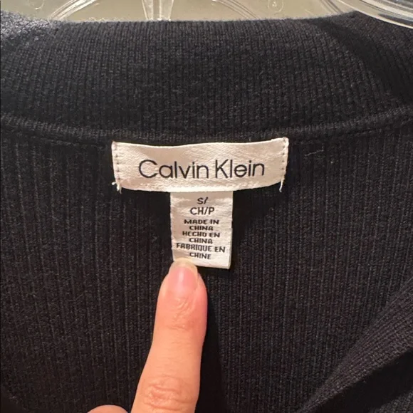 Calvin Klein Black V-Neck Polo Sweater - Picture 2 of 4